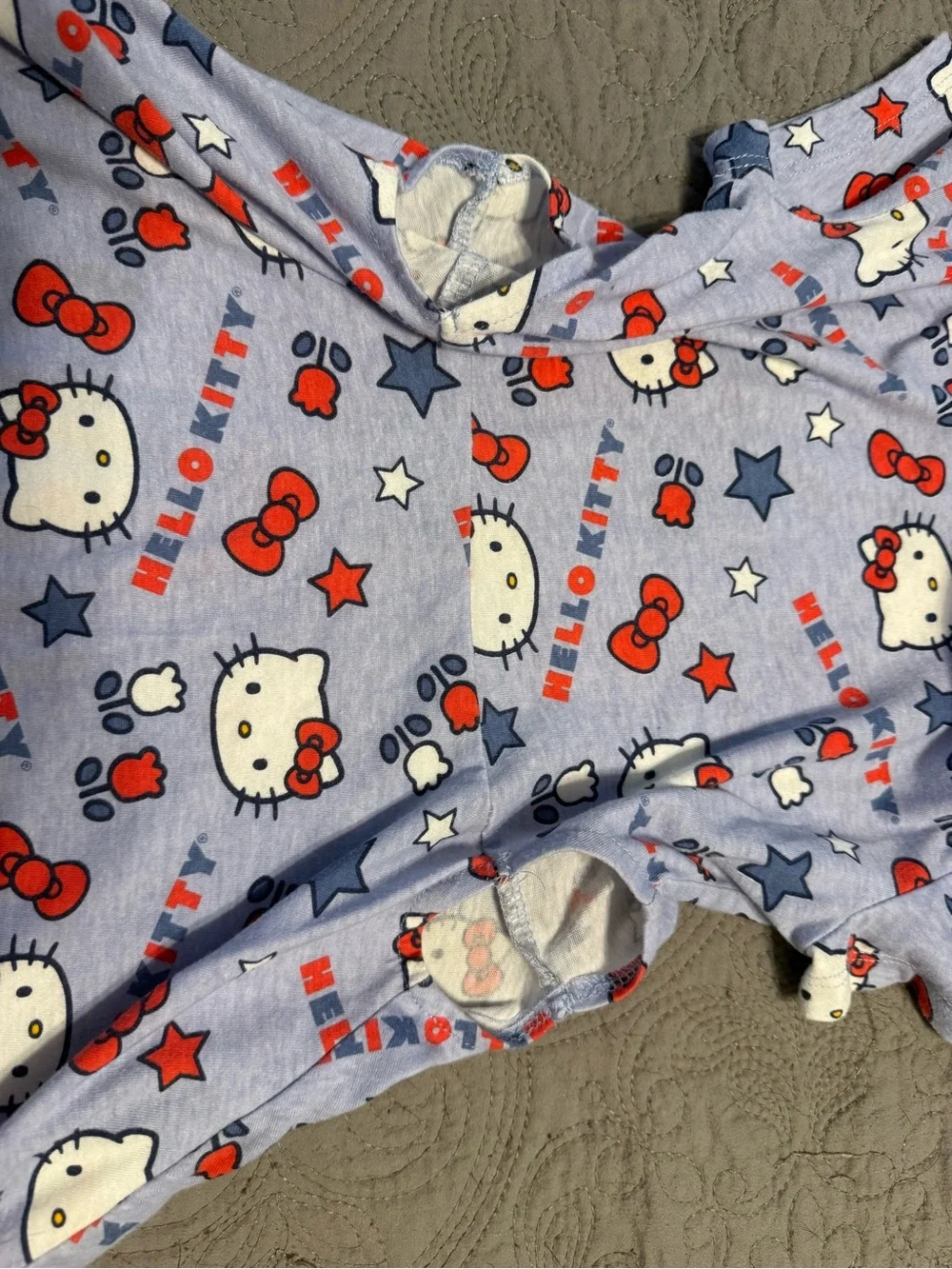 Hello Kitty Light Blue Cotton Print Twirl Dress with Red Accents